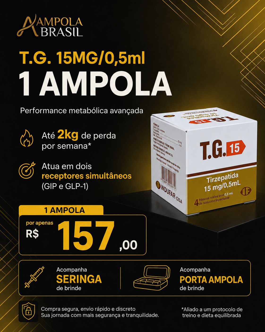  TG 15MG COMBO | 01 AMPOLAS & BRINDE foto 1